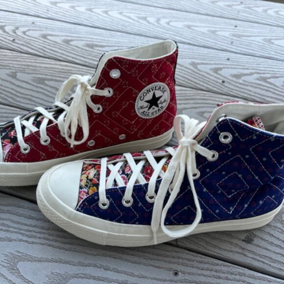 Converse Upcycled Floral Chuck 70 High-Top Shoes Red/Blue Size 8 - Picture 2 of 4